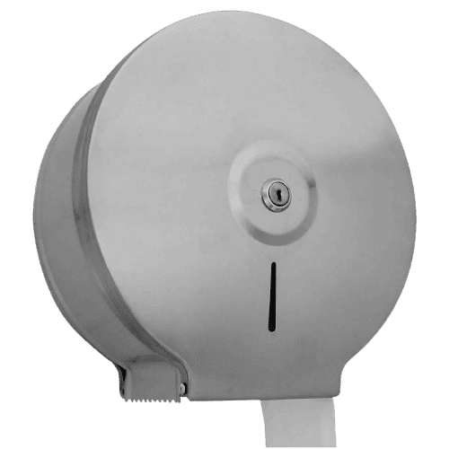 Dispensador de papel higiénico de acero inoxidable de tamaño industrial/jumbo con llave